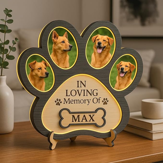 Nazenti Personalized Dog Memorial Gifts, Loss Of Dog Sympathy Gift, Pet Bereavement Frame, Custom Cat Memorial with Photo, Loss Sympathy Gift for Cat, Pet Remembrance Picture Frame