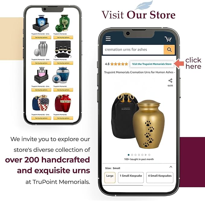 Trupoint Memorials Small Pet Urn for Dogs and Cats Ashes, Paws Print Gold Cremation Urns for Pets up to 17 lbs