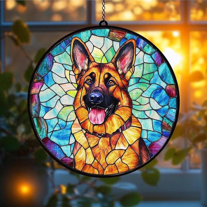 Custom Dog Portrait Stained Glass Light Catcher, Pet Memorial Stained Glass Photo Light Catcher, Staineds Glass Dog Memorial, Loss of Dogs Sympathy Gift Personalized, Pet Loss Gift /8