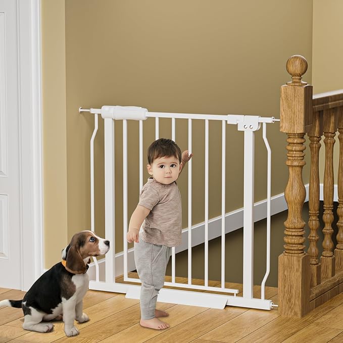 Wide Baby Gate for Stairs Doorways Pressure Mounted Baby Gate Walk Through Child Gates for Kids or Pets Indoor Safety Gates 34 to 38.5 Inch Wide