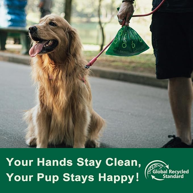 MIZOK Dog Poop Bags Rolls, 540 Count, 65% Recycled Material Poop Bags for Dogs, Leakproof, Extra Thick Durable and Easy Tear-Off, Unscented