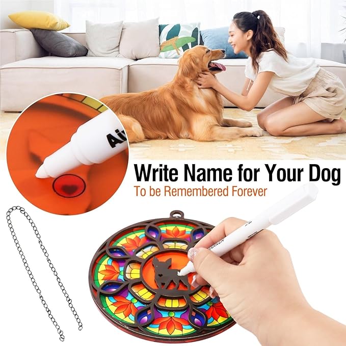 Pet Memorial Suncatcher,Pet Memorial Gifts, pet Memorial Condolence Gifts, Suitable for cat, Dog, and Other pet Lovers 6.3 x 6.3 inches