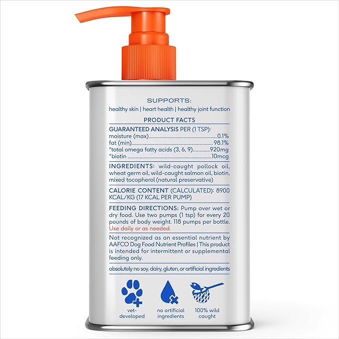 Native Pet Omega 3 Fish Oil for Dogs & Cats - Promotes Healthy Skin, Shiny Coat & Strong Joints - Made with Wild Alaskan Salmon Oil for Dogs – Tasty, Fast-Absorbing Omega 3 6 9 Liquid Supplement-32oz