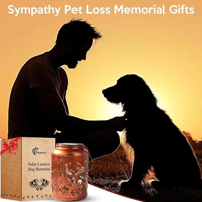 Dog Memorial Solar Lanterns, Thoughtful Angel Paw Memorial Gifts for Loss of Dog, Pet Sympathy Passing Away Remembrance Bereavement Gift for Outdoor Pet Death Memorials Funerary Garden Grave