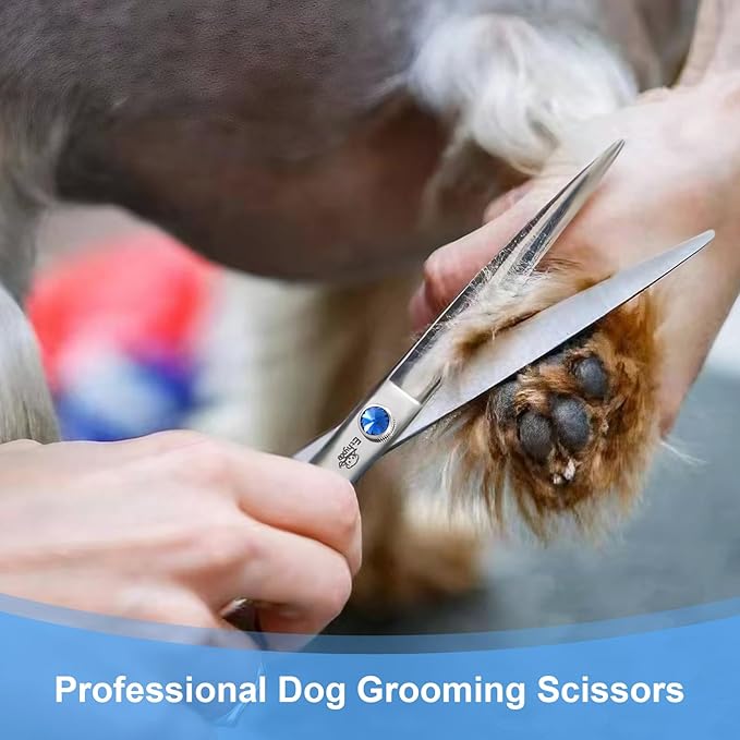 7" Dog Grooming Scissors, Premium Stainless Steel Pet Straight Shears for Dogs, Cats, and Small Animals, Sharp for Grooming Thick Hair