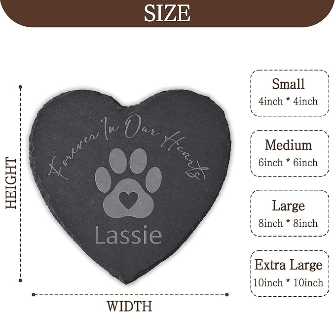 Personalized Pet Memorial Stone, Dog Memorial Gifts for Loss of Dog, Pet Loss Gifts, Pet Memorial, Loss of Dog Sympathy Gift, Dog Remembrance Gift, Pet Bereavement Gifts - Paw Print in Our Hearts