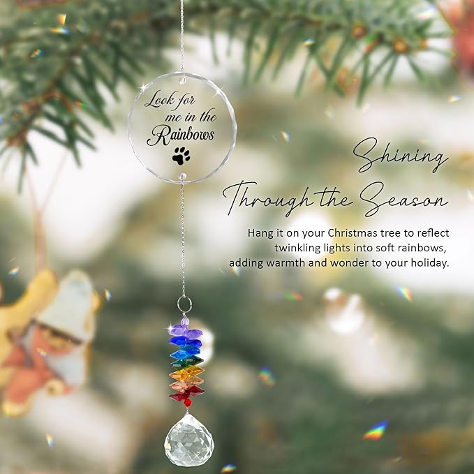 Pet Memorial Suncatcher - Dog Cat Loss Sympathy Gift - Rainbow Crystal Prism - Bereavement Keepsake - Pet Lover Gift - Daily Remembrance - Suncatcher Ornament