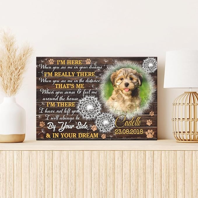 Dem Canvas Personalized Photo Canvas Prints, Dog Loss Gifts, By Your Side, Pet Memorial Gifts, Dog Death Sympathy Gifts, Dog Cat Passing Away Loss Gift Dog Grieving Gifts (36x24)
