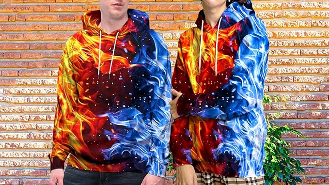 Yasswete Unisex Adults 3D Printed Fashion Hoodies for Men Women Pullover Novelty Sweatshirts with Big Pockets