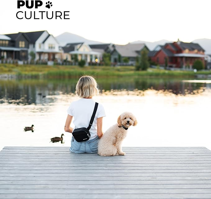 Pup Culture Cross Body Dog Training Treat Pouch | Removable for Anytime Puppy Training | Built-in Poop Bag Dispenser & Used Bag Holder | Stylish - Navy