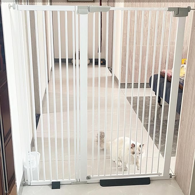 41" Tall Safety Pet Gate,Adjustable 29.92"-43.71" Wide,No Drilling Pressure Mount Kit,Auto Close Cat Gate Suitable for Stairs,Doorways,White (29.92"-43.71" W)