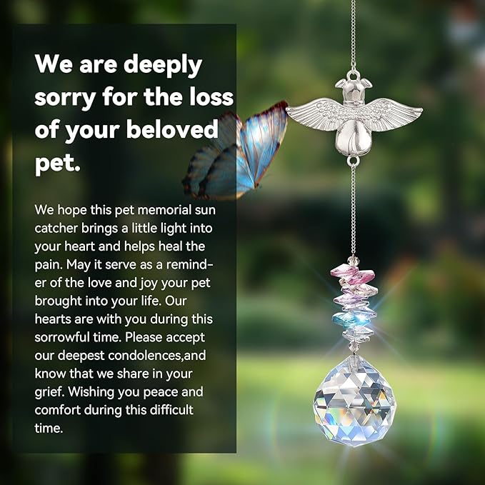 Loss of Dog Sympathy Gift - Dog Memorial Suncatcher, Pet Loss Crystals Prisms Rainbow Maker, Rainbow Bridge Dog Memorial Gifts, Passing Away Remembrance Sun Catcher, Pet Loss Bereavement Gift Idea