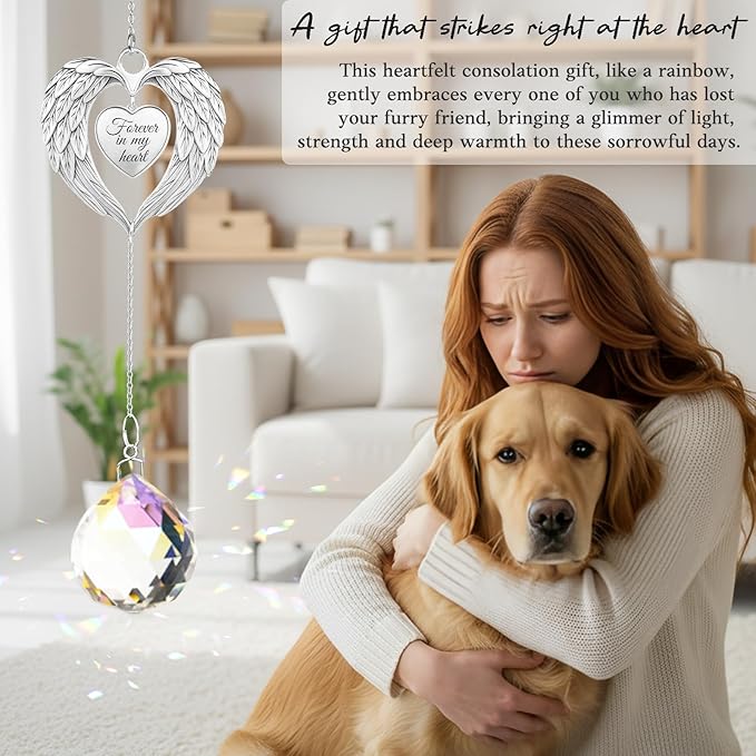 Dog Memorial Gifts for Loss of Dogs, Pets Loss Sympathy Gift,Dog Memorial Suncatcher, Pet Bereavement Remembrance Crystal Ball Suncatcher Gifts