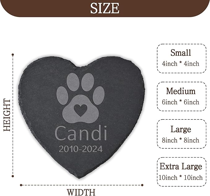 Personalized Pet Memorial Stone, Dog Memorial Gifts for Loss of Dog, Pet Loss Gifts, Pet Memorial, Loss of Dog Sympathy Gift, Dog Remembrance Gift, Pet Bereavement Gifts - Paw Print with Heart