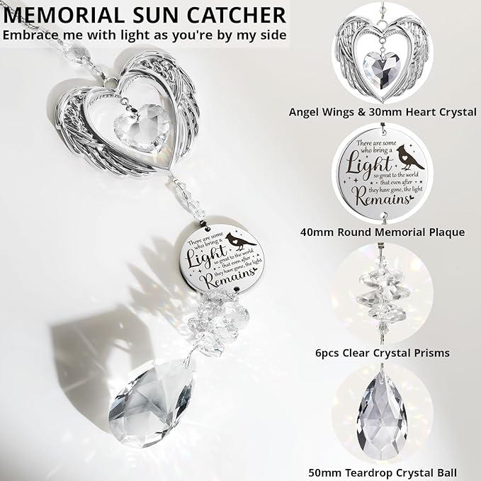 Sympathy Gifts for Loss of Loved One Mom Dad Daughter Son, Unique Memorial Gifts Crystal Suncatcher Bereavement Gift Idea - Grief Condolence Sorry for Your Loss Funeral, Miscarriage Gift for Mothers