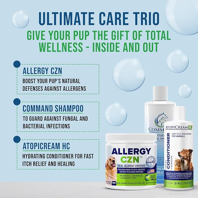 Command Medicated Dog Shampoo for Itchy Skin, Anti-Itch Relief for Allergies and Dry Skin, Healing Soothing Pet Care Formula (4 oz)