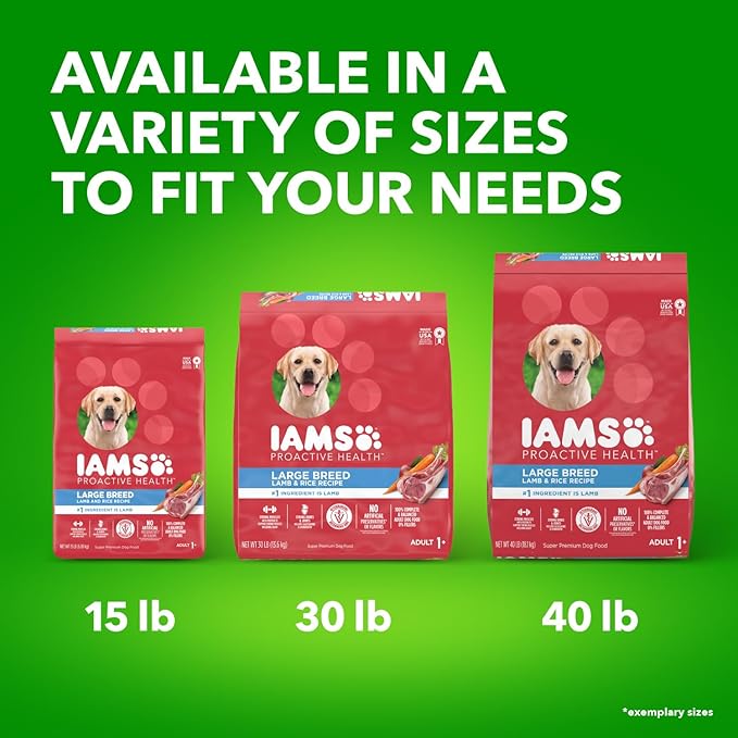 IAMS Proactive Health Large Breed Adult Dry Dog Food Lamb & Rice Recipe, 30 lb. Bag