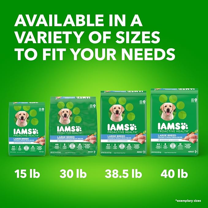 IAMS Proactive Health Large Breed Adult Dry Dog Food with Real Chicken, 30 lb. Bag