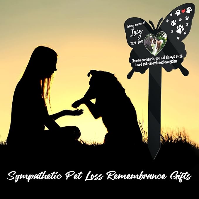 Personalized Pet Memorial Marker Memorial Pet Loss Sign Pet Plaque Garden Decor to Remember Your Dogs Custom Plaque Stake Grief Funeral in Loving Memory Animal Cross Sympathetic Pet Loss Gift