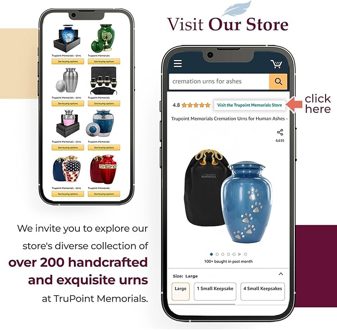 Trupoint Memorials Large Pet Urn for Dogs and Cats Ashes, Paws Print Blue Cremation Urns for Pets up to 122 lbs