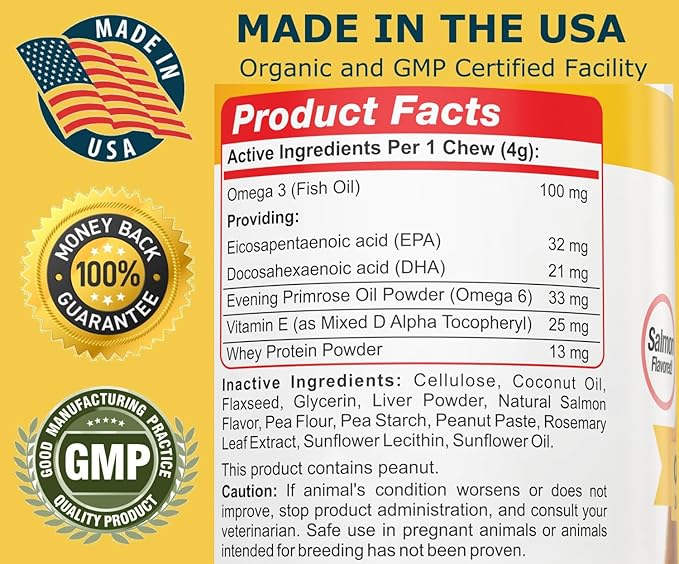 Amazing Omega 3 for Dogs - Omega 3 Fish Oil for Dogs Supplement for Itchy Skin Relief for Dry Skin and Hot Spots and Shedding Coat with EPA and DHA Fatty Acids - 90 Salmon Soft Chews