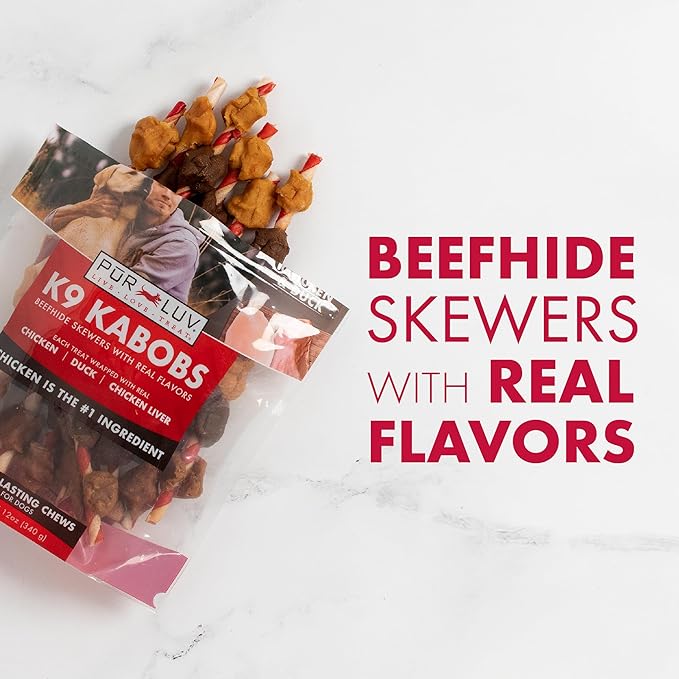 Dog Treats, K9 Kabobs Made with Real Chicken, Duck, and Sweet Potato, 12 Ounces, Dog Snacks, Healthy, Easily Digestible, Long-Lasting, High Protein Treat, Satisfies Urge to Chew