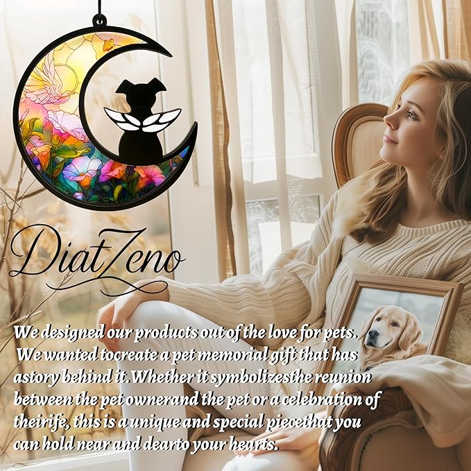 Dog Memorial Gift for Loss of Dog – DIY Angel Memorial Suncatcher & Paw Print Kit for Dogs with Sympathy Card | Pet Memorial Keepsake(Angel Garden)