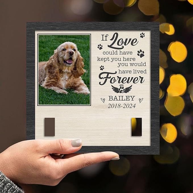 Nazenti Personalized Dog Memorial Picture Frame, Pet Loss Gift, Custom Sympathy Gifts for Loss of Dog, Cat Condolences Gift, Pet Memorial Frame with Collar Holder, Dogs Sign Bereavement Gifts