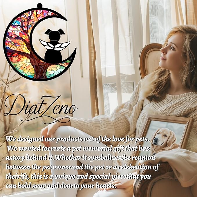 Dog Memorial Gift for Loss of Dog – DIY Angel Memorial Suncatcher & Paw Print Kit for Dogs with Sympathy Card | Pet Memorial Keepsake(Tree of Life)