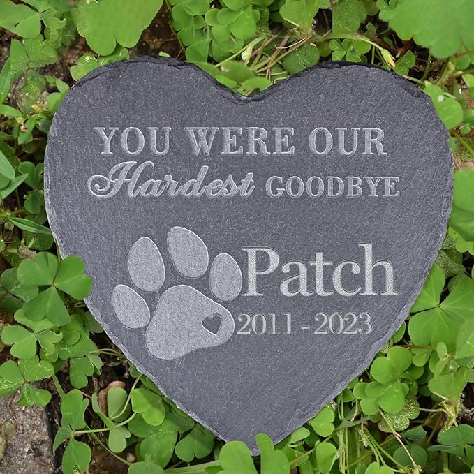 Personalized Pet Loss Memorial Stones - Sympathy Gifts for Dogs - Paw Print Remembrance Headstone