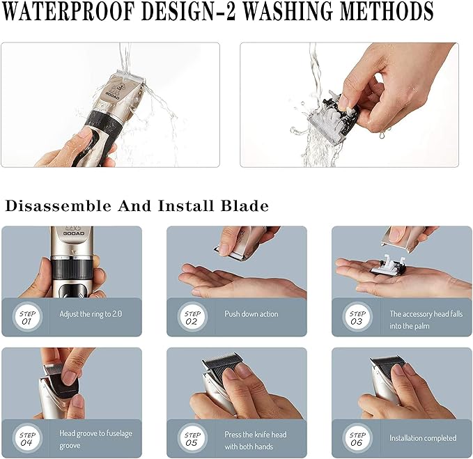 Dog Clippers for Grooming,Dog Grooming Kit for Heavy Thick Hair&Coats/Low Noise Rechargeable Cordless Hair Trimmer/Pet Shaver with Paw Trimmer for Small & Large Dogs Cats