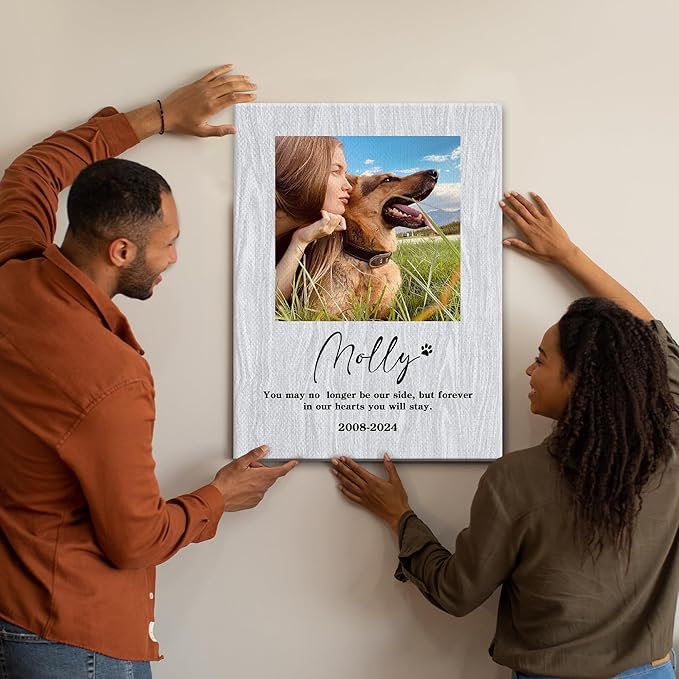 Personalized Pet Memorial Gifts for Dogs Customized Gifts for Dogs Cats Custom Loss of Pet Sympathy Gift Canvas Dog Loss Gift Canvas with Picture Name