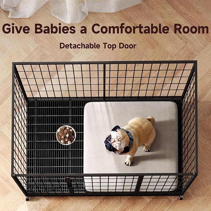 38 Inch Dog Crates for Meidum Small Dogs,Metal Wire Cages Dog Kennels Pet Cage with Double-Door,Removable Tray,for Small Medium Dogs