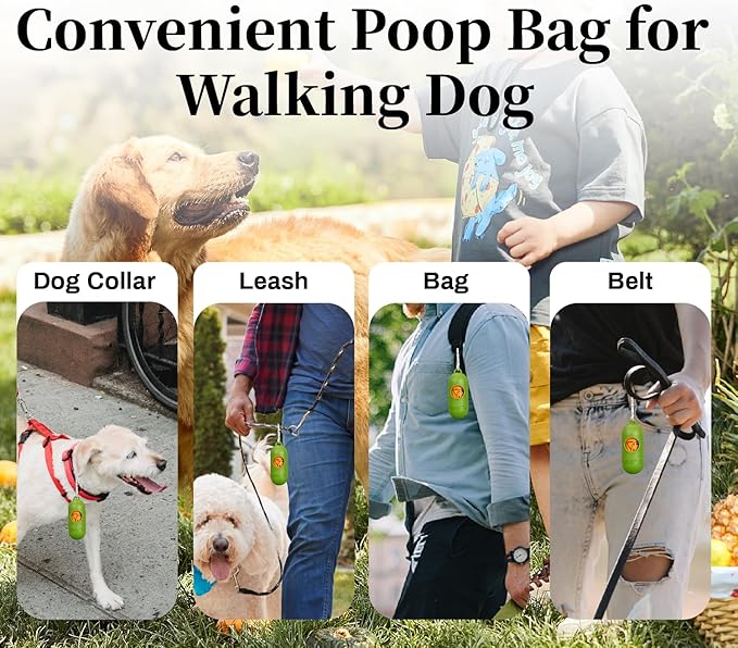 420 Counts Dog Poop Bags Rolls with Dispenser & Leash Clip, Scented Poop Bags for Dogs Waste, Extra Thick & Leak Proof for Poop Doggie Puppy Pet Waste, 9" x 13", Orange