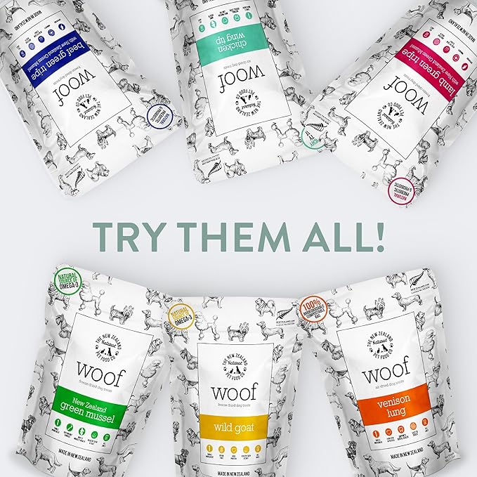 The New Zealand Natural Pet Food Co WOOF Air Dried Dog Treats - Chicken Wing Tip, High Protein - Small & Dog Treats, Natural, Topper - 1.76 oz