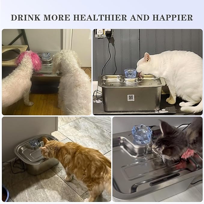 4 Packs Replacement Filters for Dog Water Fountain, Water Filter, for Stainless Steel Pet Fountain for Large Dogs- Vertical Filtration for D2223,D2322,D2340,D2341,D2419 Lasts Two Months