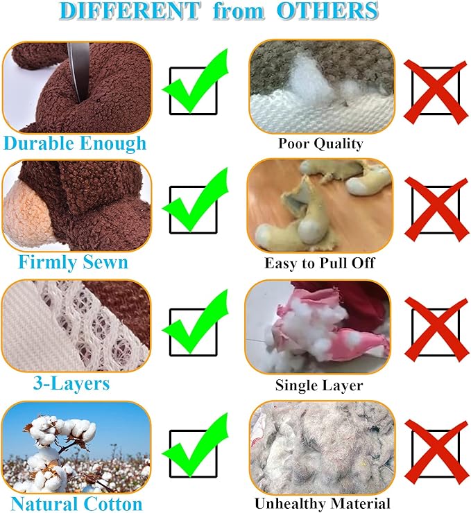 Squeaky Dog Toys for Large Dogs, Plush Dog Toys for Medium Dogs, Cute Animals Stuffed Dog Chew Toys to Keep Them Busy for Small Medium Large Breed - Bear L