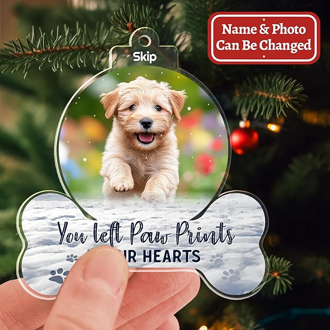 Pavo Acrylic Ornament, Forever in My Heart - Personalized Pet Memorial Photo Ornament, Custom Pet Memorial Keepsake, Perfect Christmas Memorial Gift for Pet Lovers, Dog Mom, Cat Mom (Loss of Dog)