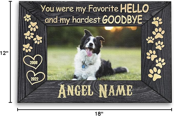 Dem Canvas Personalized Photo Canvas, Dog Loss Gifts, You Were My Favorite Hello, Pet Memorial Gifts, Dog Death Sympathy Gifts, Dog Passing Away Loss Canvas Dog Grieving Gifts (18x12)