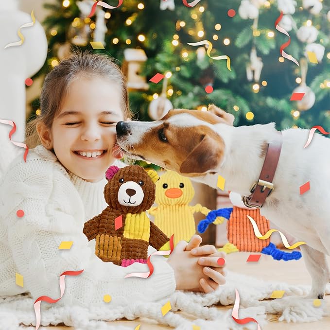 5Pcs Squeaky Dog Toys, Large Crinkle Dog Toys for Large Medium and Small Dogs, Puppy Toys to Keep Them Busy Great Value Dog Toy Bundle