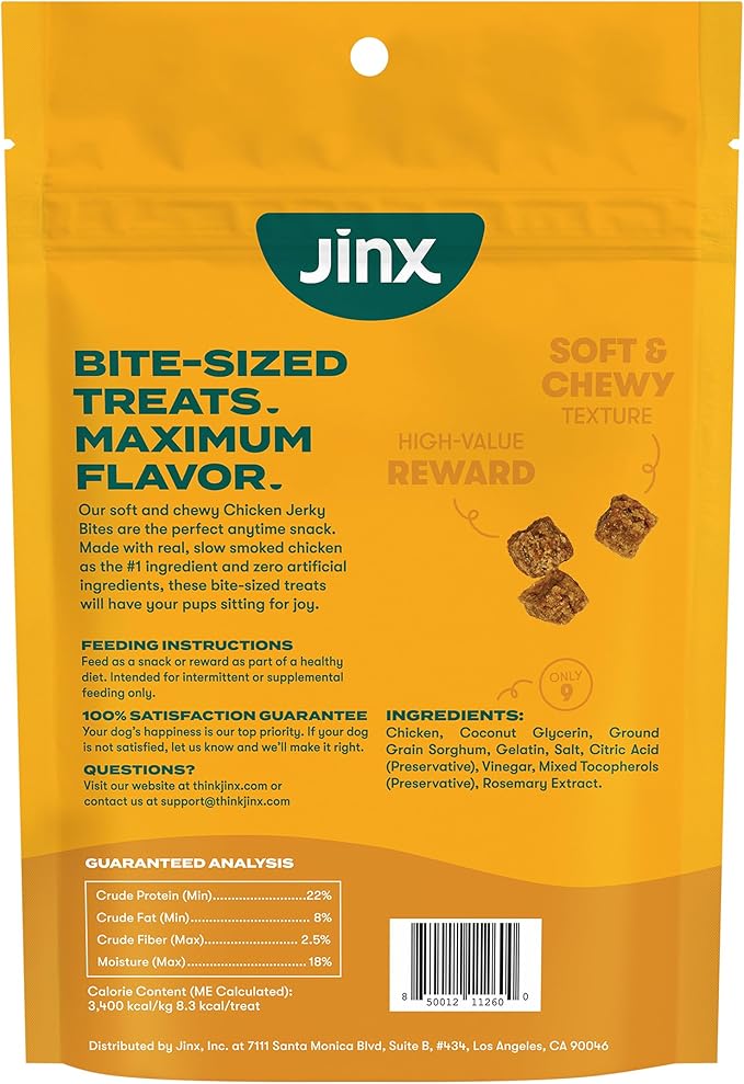 Jinx Chicken Bites Jerky Dog Treats - Soft & Chewy, All Natural Dog Jerky Treats with Cage-Free Chicken - Pet Products for All Dogs (Puppies, Adults & Seniors) - 5oz