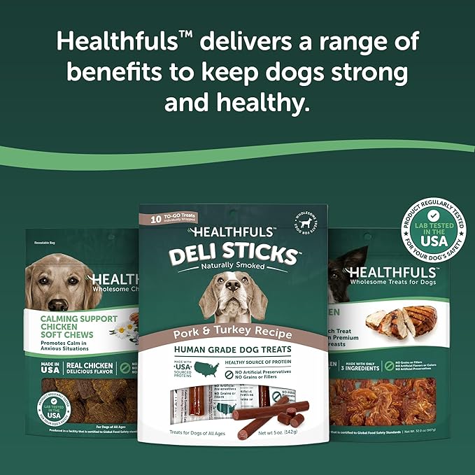 Deli Sticks Pork and Turkey Human-Grade Gluten-Free Soft and Chewy Dog Treats, 10 Count Bag