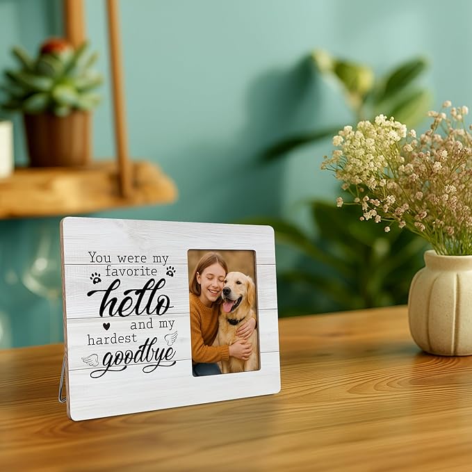 Pet Memorial Gifts for Dogs Remembrance Picture Frame, Loss of Dog Sympathy Gift, My Hardest Goodbye Frames Fits 4x6 Photo