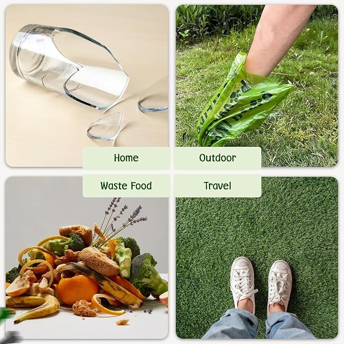 PAWLINE Dog Poop Bags Rolls - Leak-Resistant Doggy Waste Bag - Poop Bag for Dogs Compostable - Easy-Tear Rolls Unscented Green Dog Trash Bag for Poops - Extra Thick Pet Waste Roll