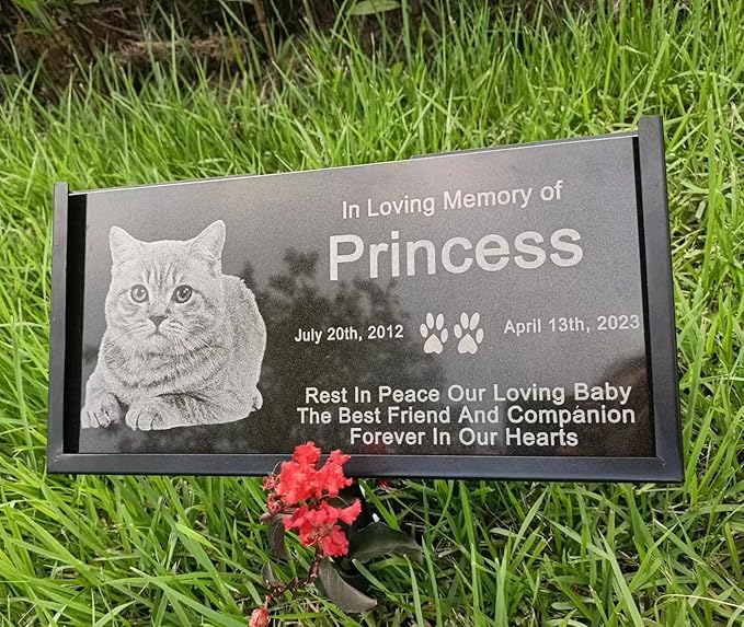 Tombstone For Pet,Personalized Memorial Plaque for Dog,Cat, Custom Gravestone with Photo,Memorial Gifts, Memorial Stone,Animal Headstone,Garden Memorial Stone, Grave Marker, Burrial Plaque(For Pets)