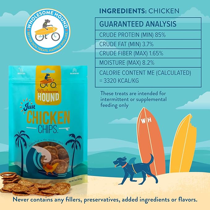 Chicken Chips – Single Ingredient Dog Treats, All Natural & Healthy Training Snacks for Small, Medium & Large Breeds, Puppies – High Protein, Made in USA 16oz