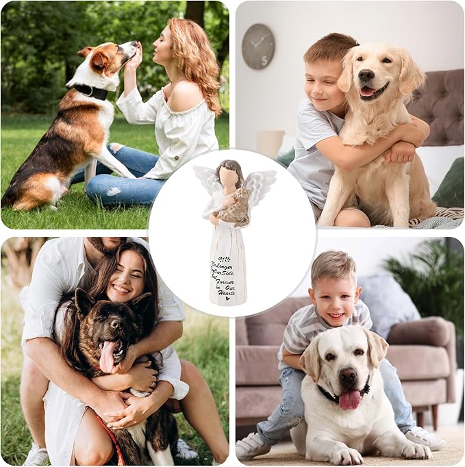 Loss of Dog Sympathy Gift, Dog Memorial Gifts, Angel Figurine, Remembrance Keepsake, Pet Sympathy Gift(Light Brown-S Size)