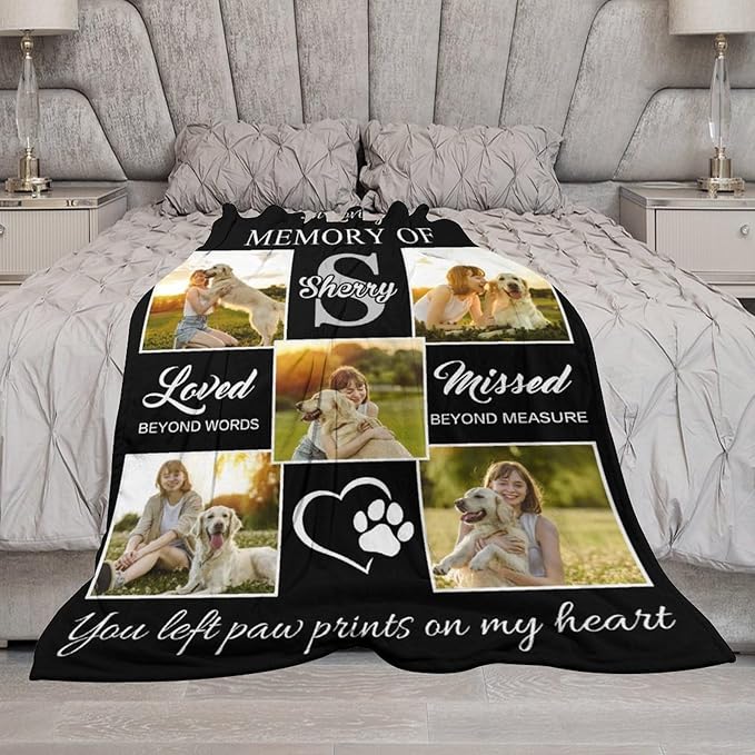 Artsadd Dog and Cat Memorial Gifts, Pet Loss Memorial Blanket, Custom Dog Blanket, Personalized Pet Remembrance Gifts, Loss of Pet or Cat Remembrance Sympathy Grief Condolence Bereavement Gifts