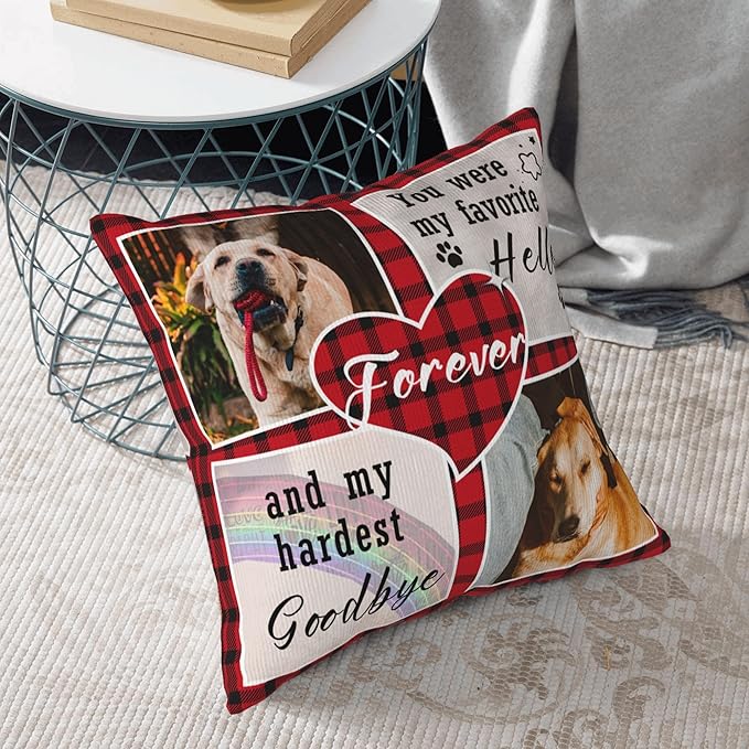 Funnylife Personalized Pet Memorial Throw Pillow with Photo Pet Memorial Gifts for Dogs Cats Loss of Dog Sympathy Gift Dog Bereavement Remembrance Picture Pillow
