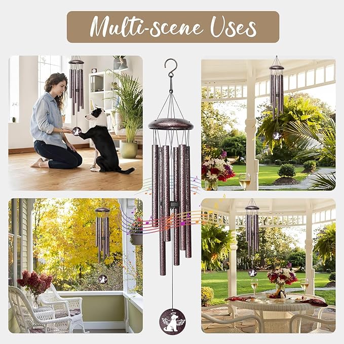Memorial Gifts for Loss of Dog, 25 inch Pet Memorial Wind Chimes, Loss of Dog Sympathy Gift, Pets Remembrance Gift, Bereavement Gifts Dogs, in Memory of Dogs Wind Chimes for Outside Garden